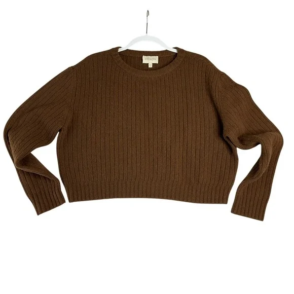 Divine Heritage Merino Wool Cashmere Boxy Ribbed Pull On‎ Sweater Cozy Luxury L - Picture 3 of 7
